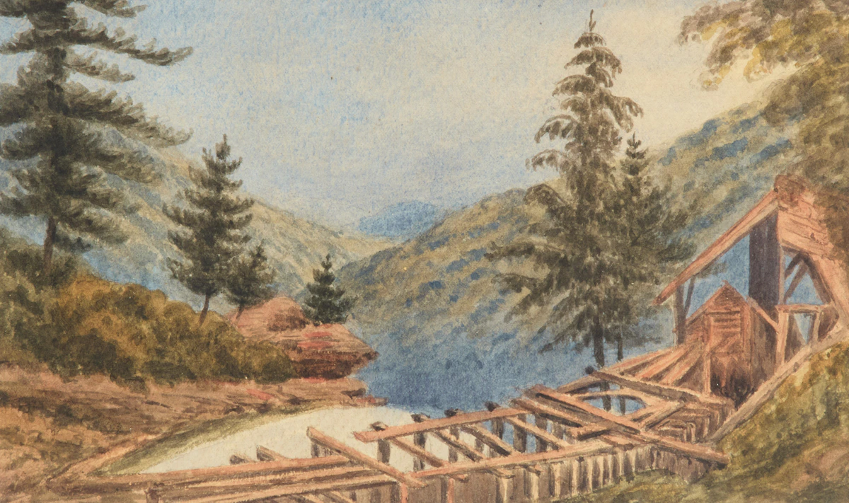 George Russell Dartnell, Old Saw Mill on the Thames Near Delaware, watercolour on paper