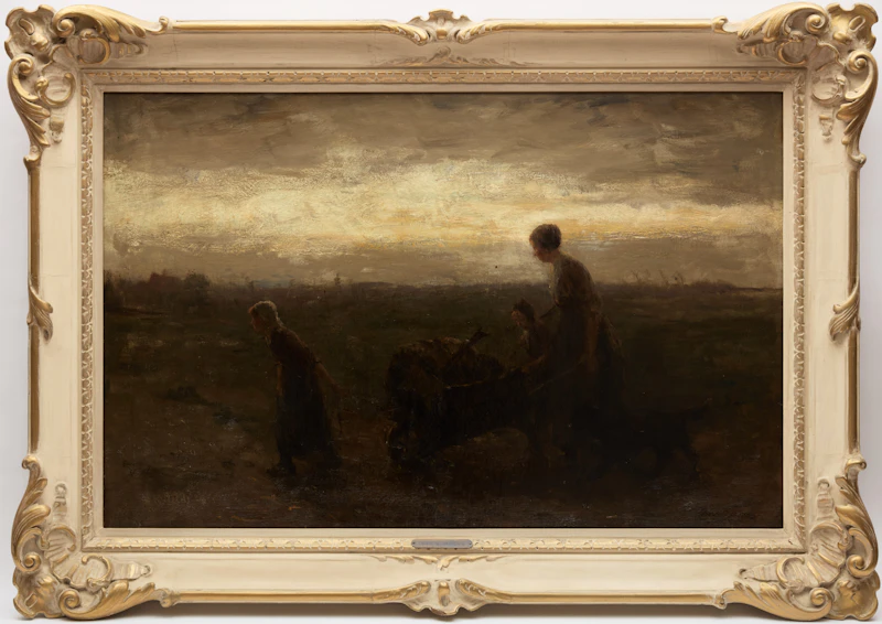 Bernard de Hoog, Woman Pushing a Wheelbarrow with her Children, oil on canvas - view 2
