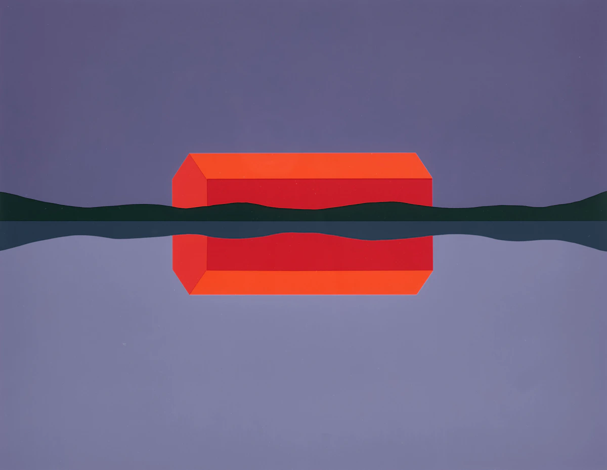 Charles Pachter, Red Barn Reflected, colour serigraph, 1999