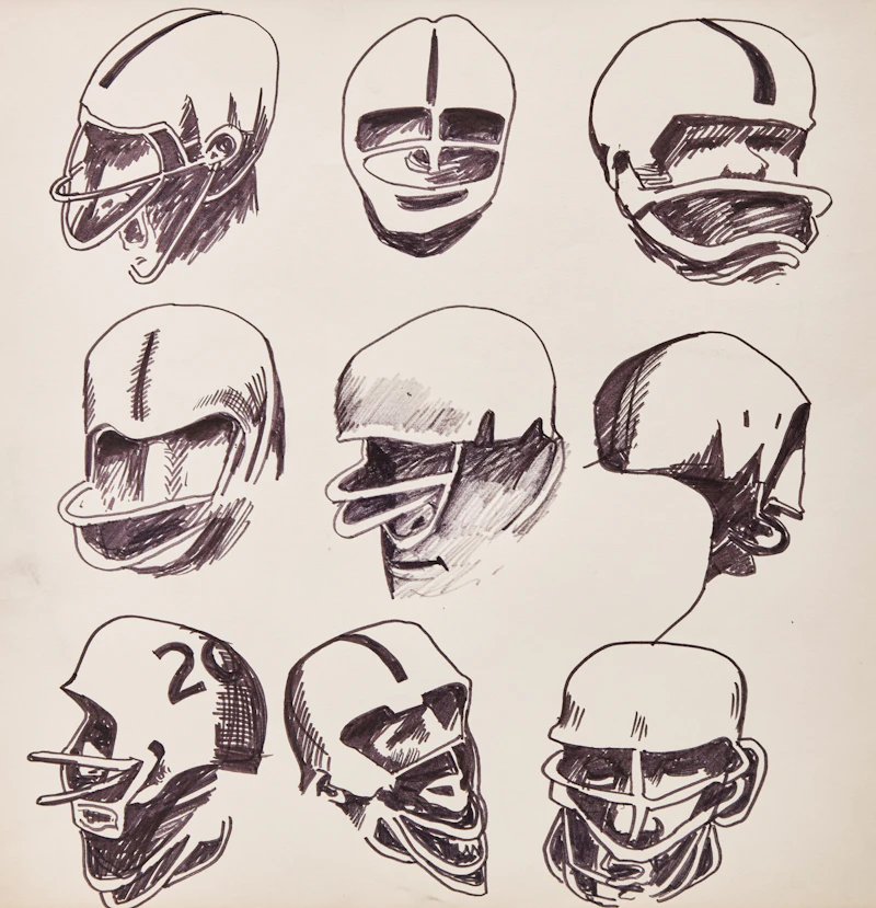 Untitled (Football Helmets Study) by Jack Leonard Shadbolt