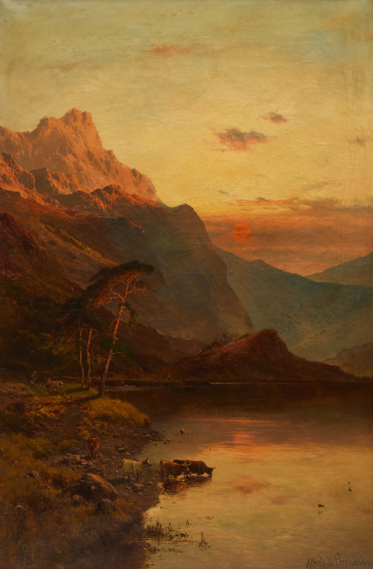 Alfred de Breanski, "Ben-an" from Loch Katrine, M.B., oil on canvas