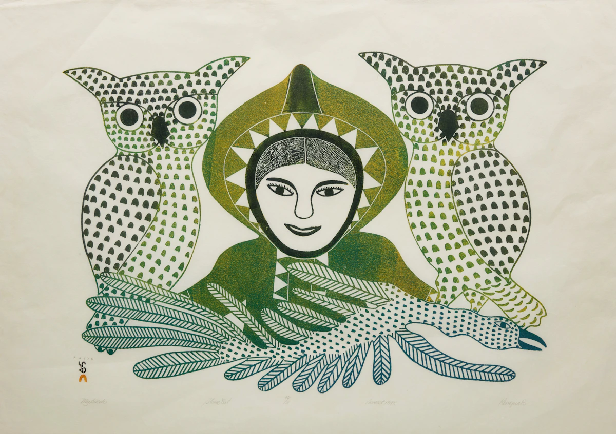 Kenojuak Ashevak, My Birds, stonecut, 1975