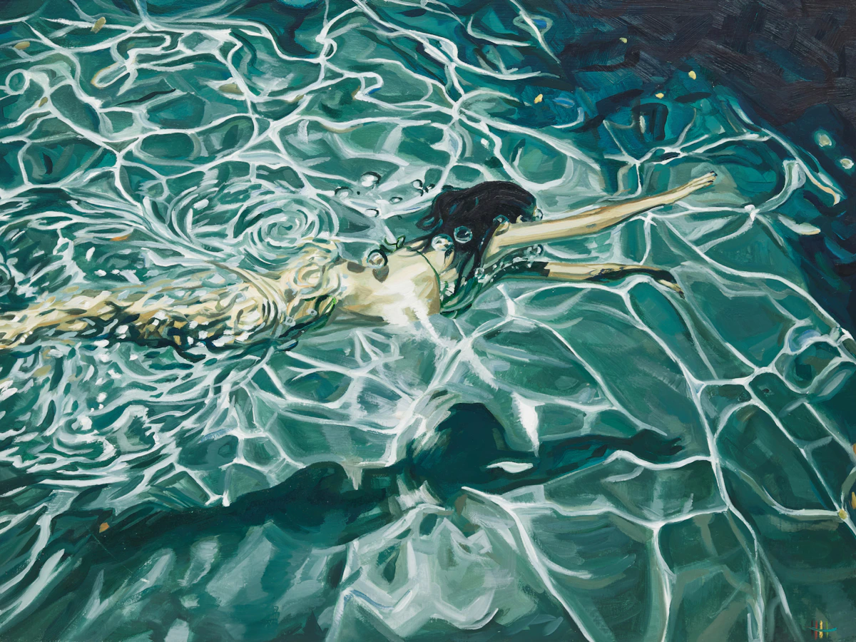 Heather Horton, Hannah, Flying, oil on board