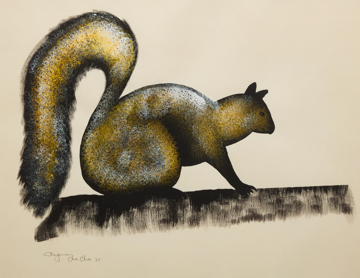 Benjamin Chee Chee, Squirrel, 1975, acrylic on paper
