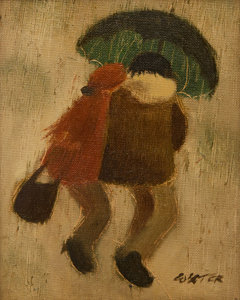 William Arthur Winter, Raining; Beagle, two oils on canvas board - view 1