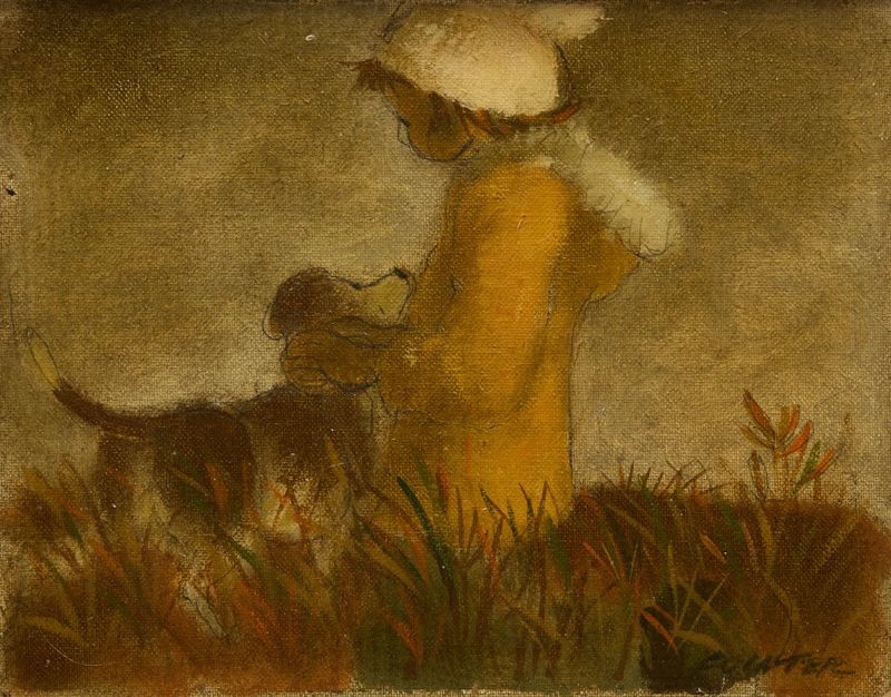 William Arthur Winter, Raining; Beagle, two oils on canvas board - view 4