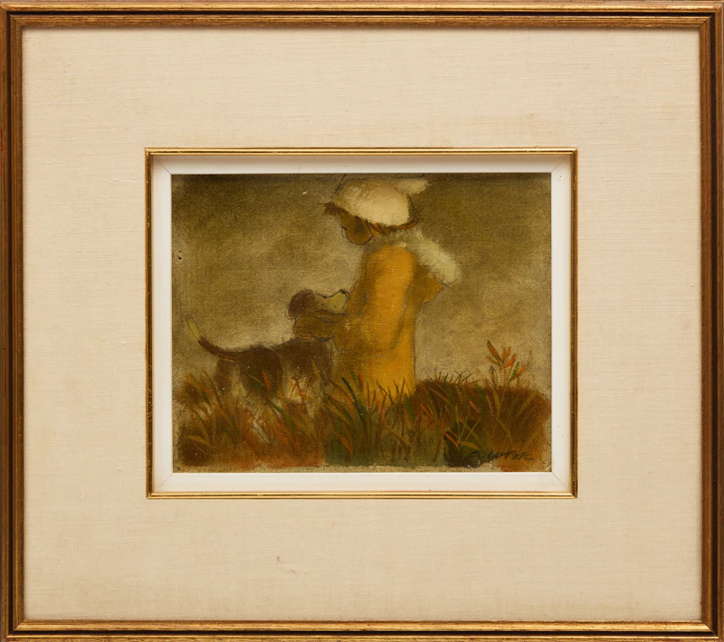 William Arthur Winter, Raining; Beagle, two oils on canvas board - view 5