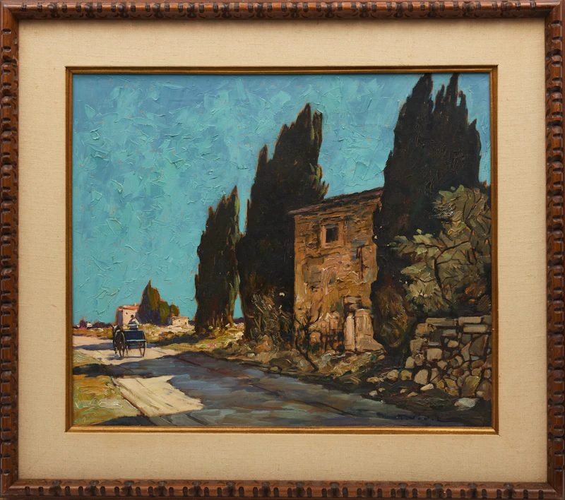 Gustave Vidal, Mediterranean Afternoon with Cart and Rider, oil on canvas - view 2