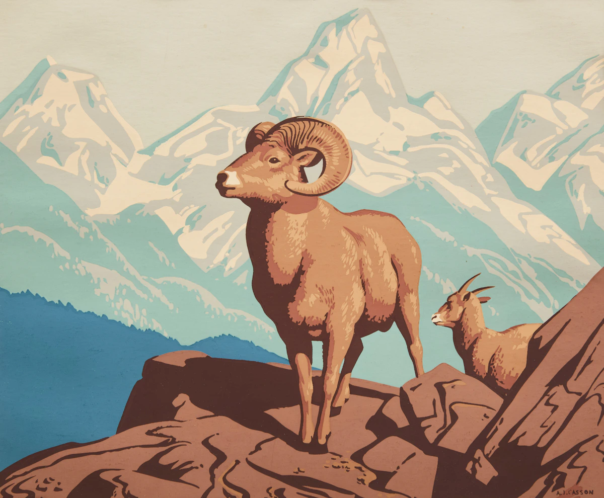 Alfred Joseph Casson, Rocky Mountain Sheep (Ovis Canadensis), Sampson Matthews silkscreen