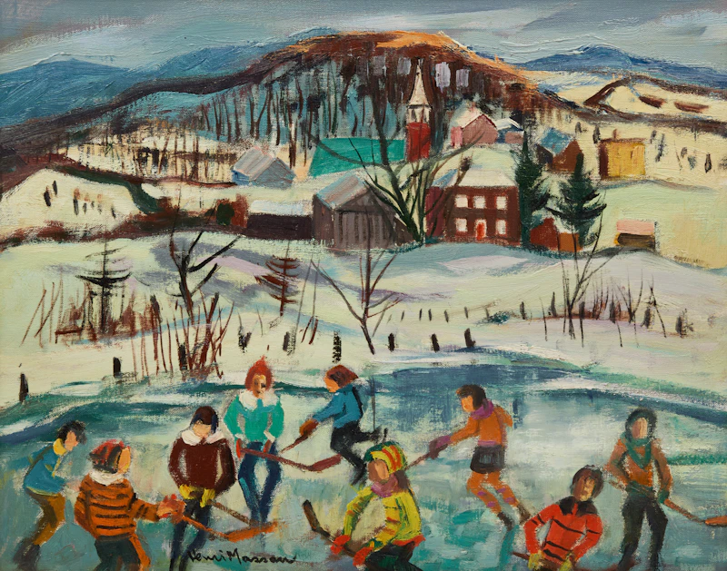 Henri Leopold Masson, Hockey, Ripon, Quebec, oil on canvas - view 1