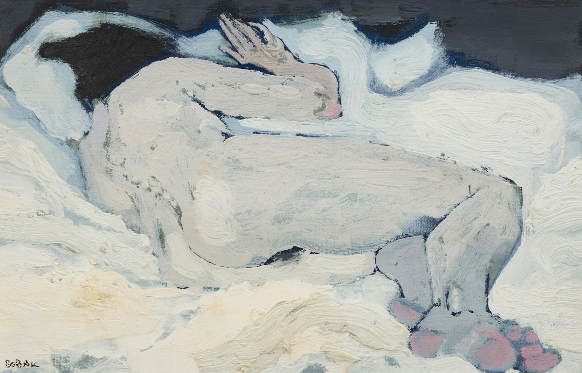Bruno Joseph Bobak, Nude with Black Hair, oil on canvas