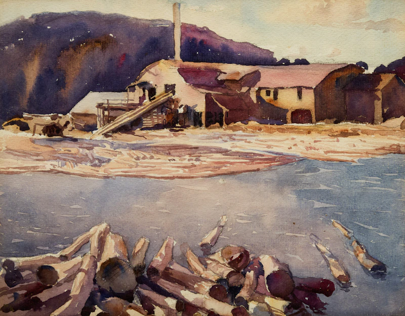 Untitled (Sawmill Floating Logs) by Frederick Alexander Fraser
