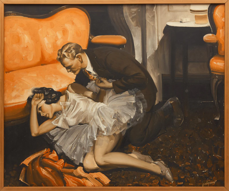 John Ford Clymer, Couple in a Living Room, oil on canvas - view 2