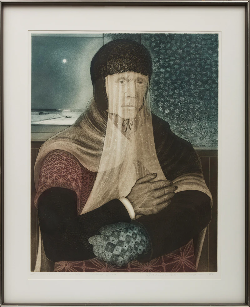 David Lloyd Blackwood, Lone Mummer Inside, colour etching and aquatint, 1979 - view 2