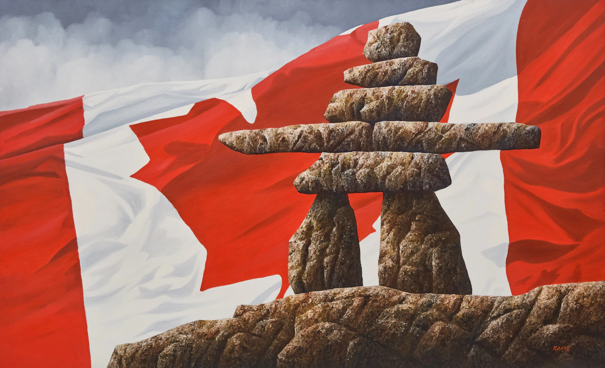 Ken Kirkby, Inukshuk, oil on canvas