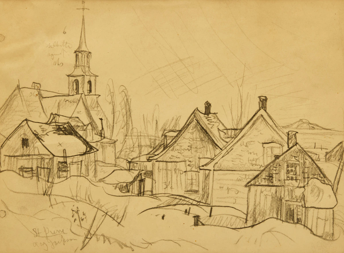Alexander Young Jackson, St. Pierre, pencil drawing