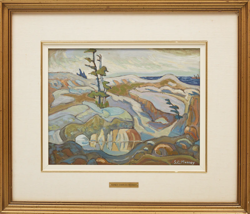 Sidney Charles Mooney, Rock Pool, Georgian Bay; Costello Lake, Algonquin Park; Untitled Landscape, three oils on board - view 5