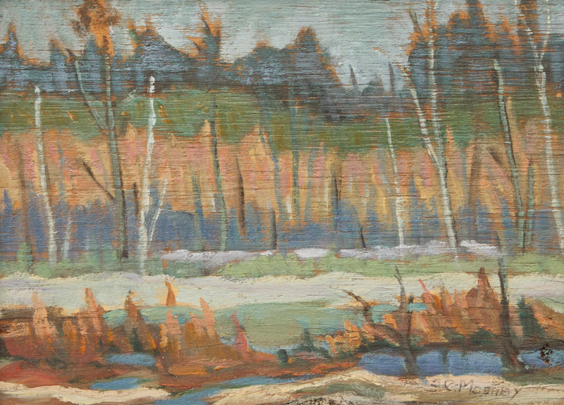 Sidney Charles Mooney, Rock Pool, Georgian Bay; Costello Lake, Algonquin Park; Untitled Landscape, three oils on board - view 7