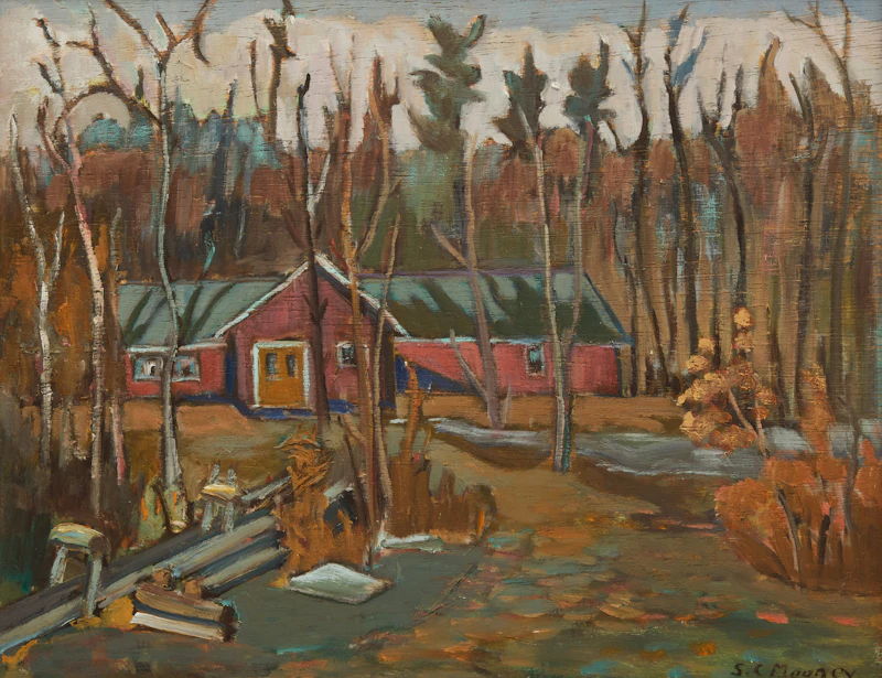 Sidney Charles Mooney, Deserted Shack, Autumn; Gatineau Scene, Ottawa, Ontario; Interpretation Centre, Moodie Drive, three oils on board - view 4