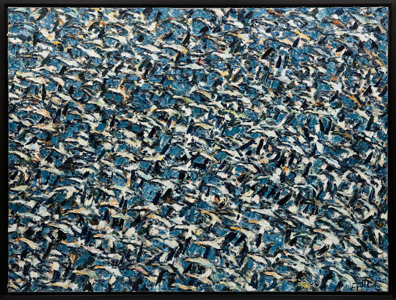 Raynald Leclerc, À vol d'oiseaux les oies, oil on canvas - view 2