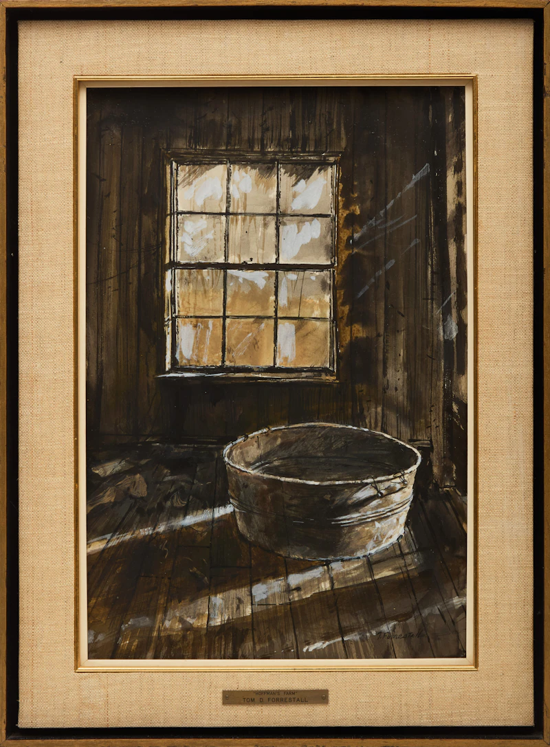 Thomas de Vany Forrestall, Tub in Shed (Study for "Hoffman's Farm"), mixed media on illustration board, 1964 - view 2