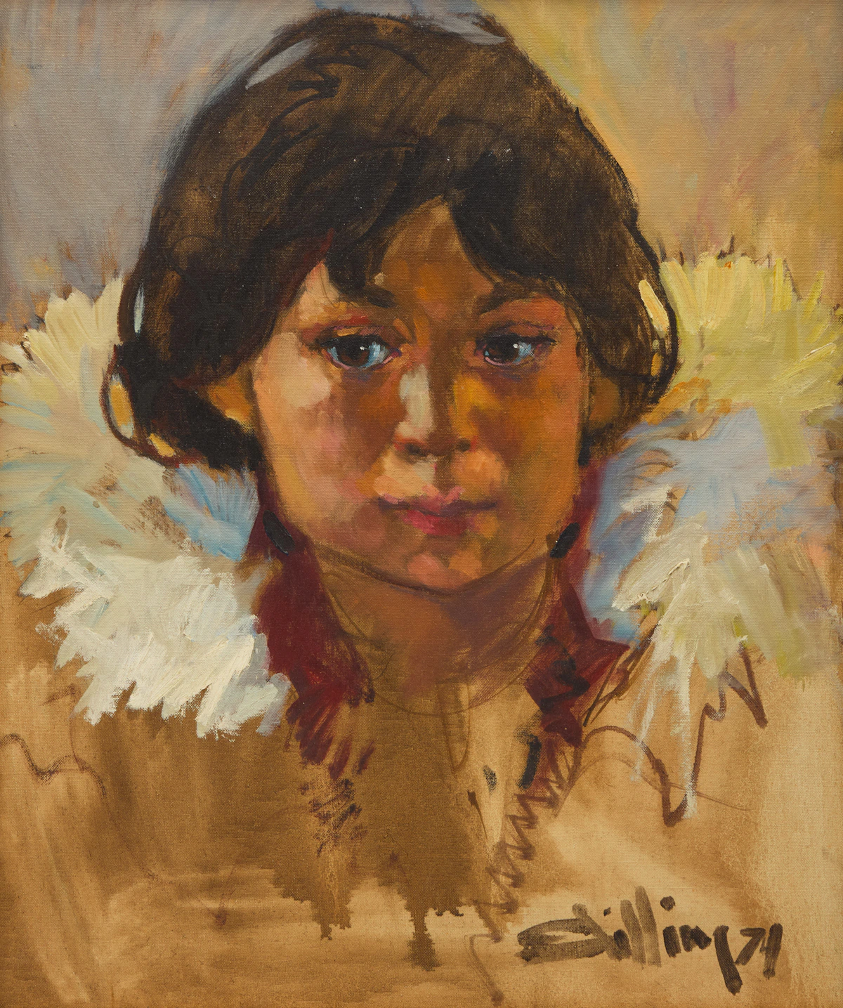 Arthur Shilling, Boy in Parka, oil on board