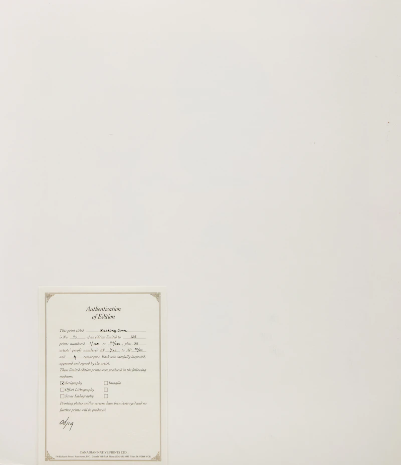 Daphne Odjig, Husking Corn, colour serigraph, 1981 - view 3