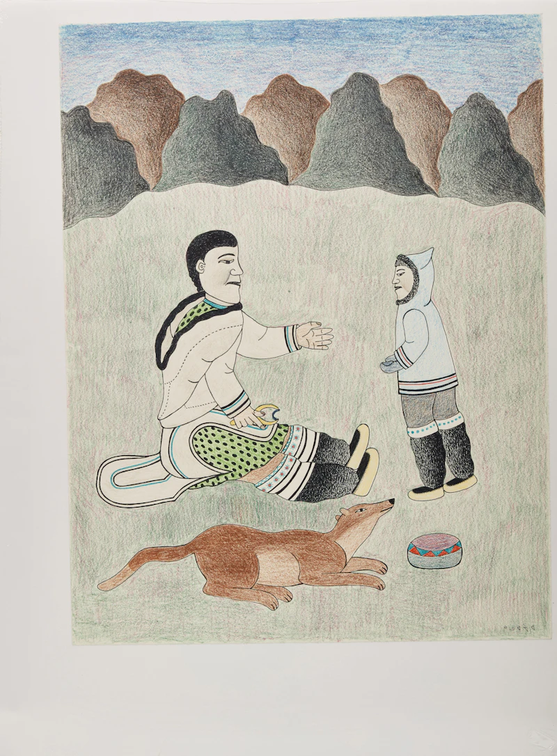 Kenojuak Ashevak, Untitled, ink and coloured pencil drawing - view 2