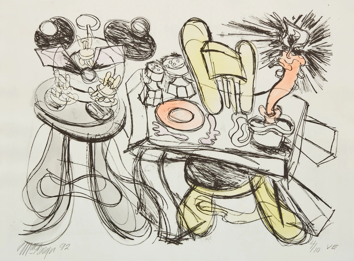 John MacGregor, Untitled (Table and Chair), colour lithograph, 1992