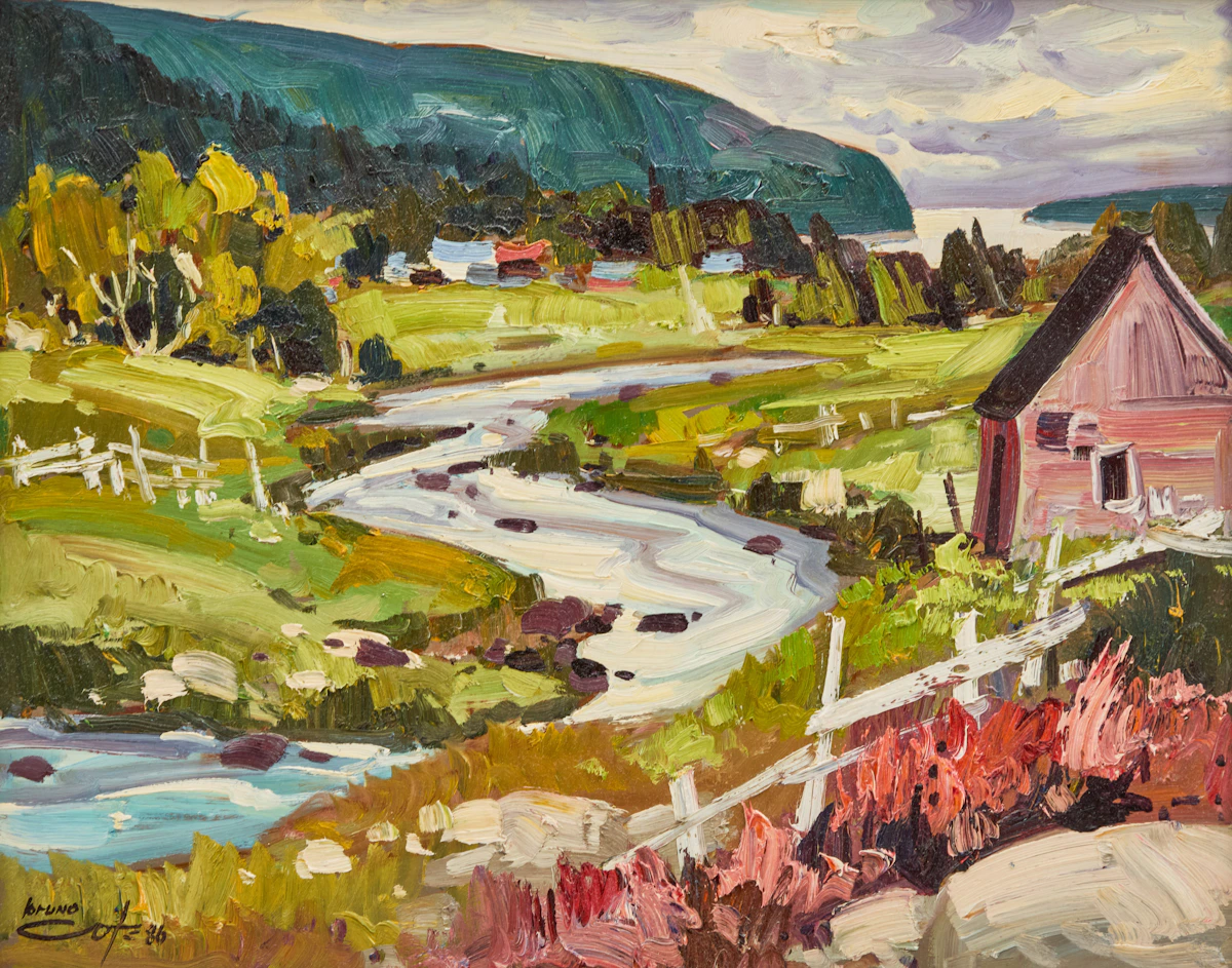 Bruno Côté, Bas de la Baie, St. Lawrence River, oil on board, 1986