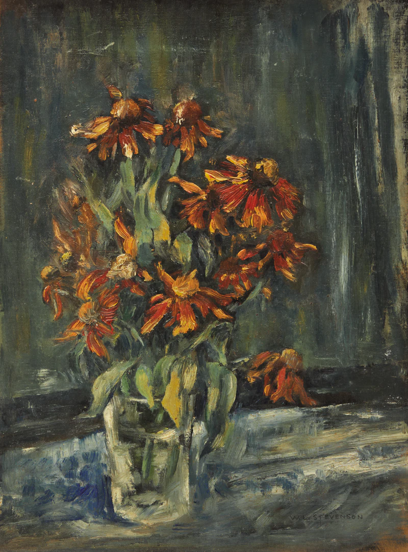 Flowers in a Glass by Wiliam Lewy Leroy Stevenson