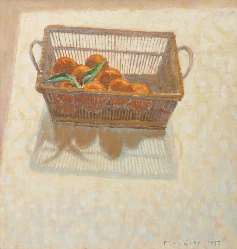 Joseph Francis Plaskett, Clementines in Basket 1, oil on canvas, 1977 - view 1