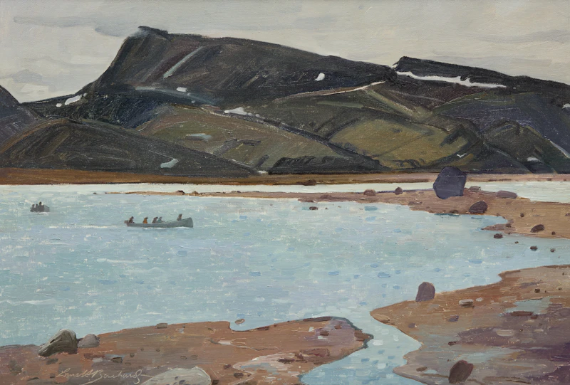 George Lorne Holland Bouchard, Return from Char Fishing (Clearwater Fjord, Baffin Island, NWT), oil on canvas, 1976 - view 1