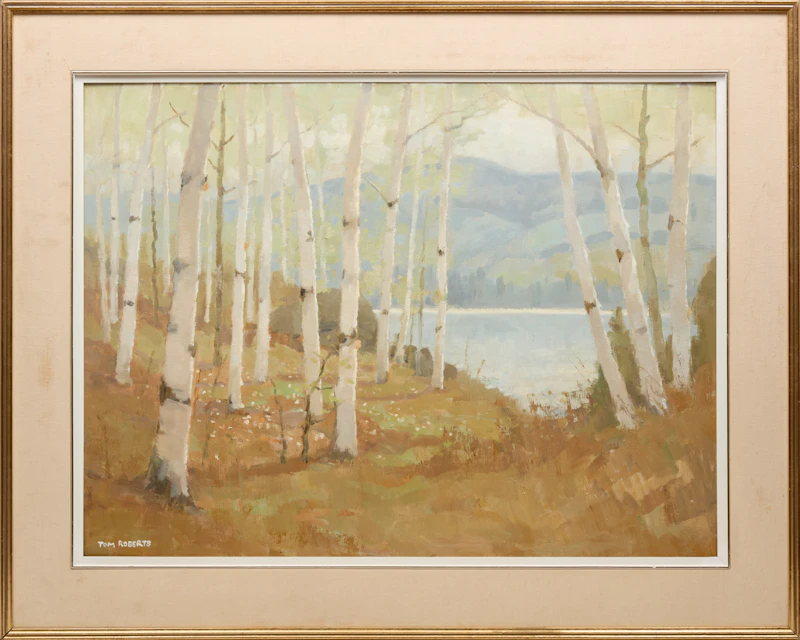 Thomas Keith Roberts, Spring Birches at the Lake, oil on masonite, 1986 - view 2