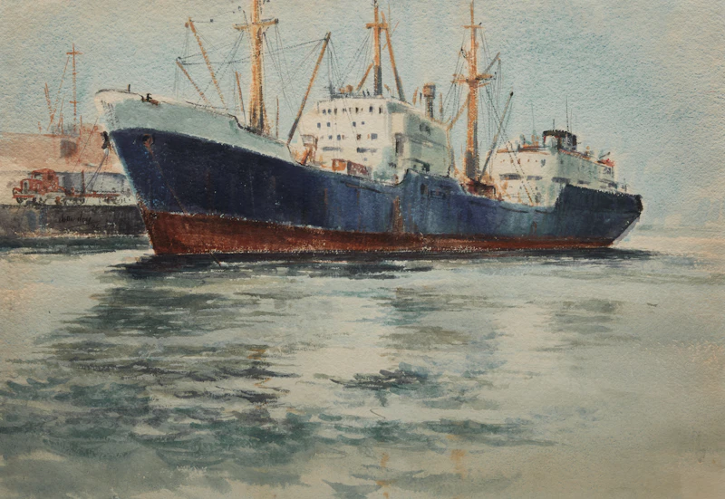 John Joy, The Kuibychev, Toronto Harbour, watercolour on paper, 1976 - view 1