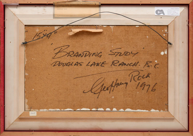 Geoffrey Allan Rock, Branding Study, Douglas Lake Ranch, B.C., oil on masonite, 1976 - view 3