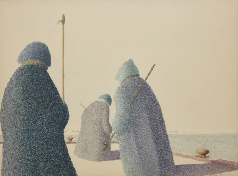 Antoine Prévost, The Wharf, watercolour and coloured pencil - view 1
