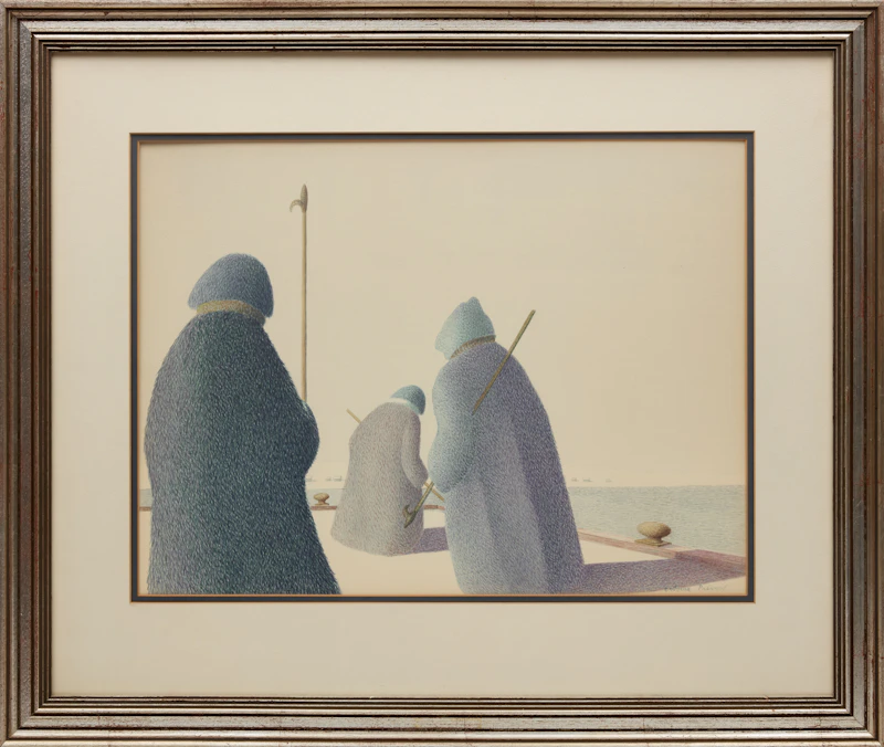 Antoine Prévost, The Wharf, watercolour and coloured pencil - view 2