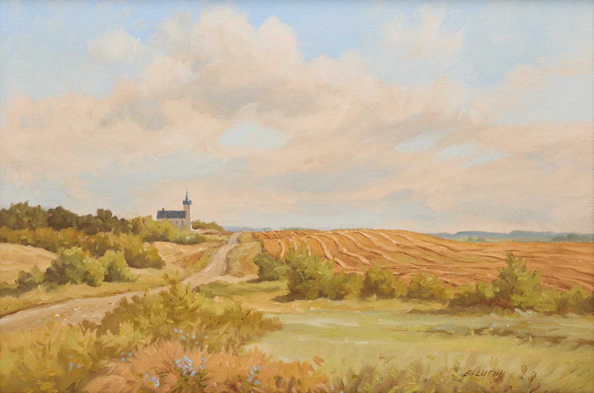 Ernest Luthi, View on the Edgebrook Road, North of Raymore, acrylic on canvas board