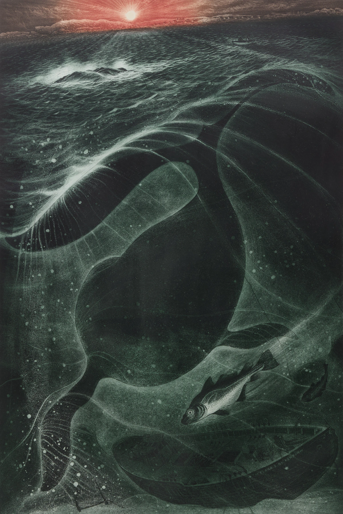 David Lloyd Blackwood, For Ishmael Tiller: The Ledgy Rocks, etching and aquatint, 1990