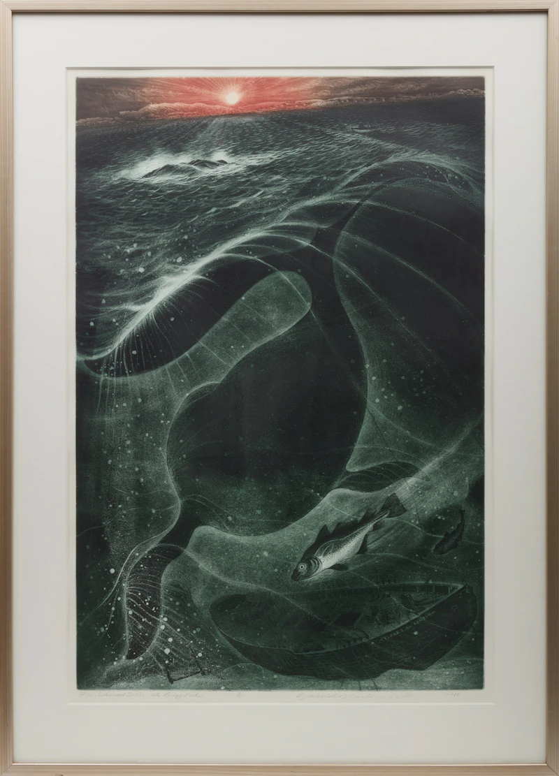 David Lloyd Blackwood, For Ishmael Tiller: The Ledgy Rocks, etching and aquatint, 1990 - view 2