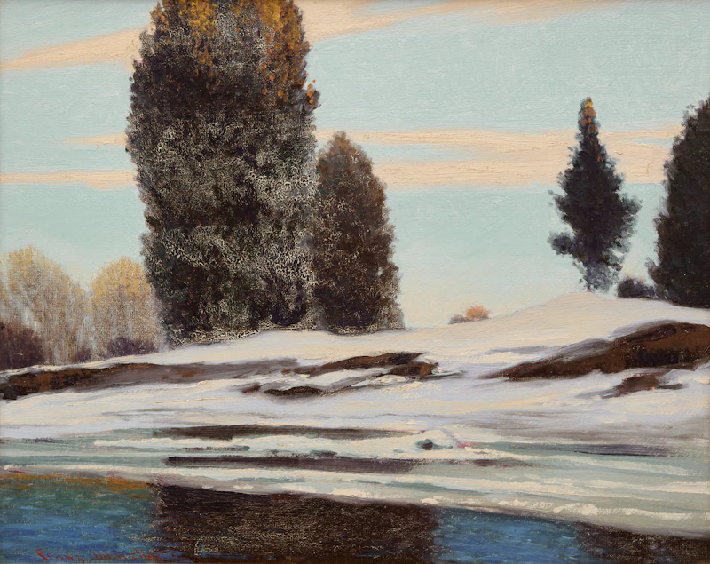 Frank Hans Johnston, Northern Spring Evening, oil on board - view 1