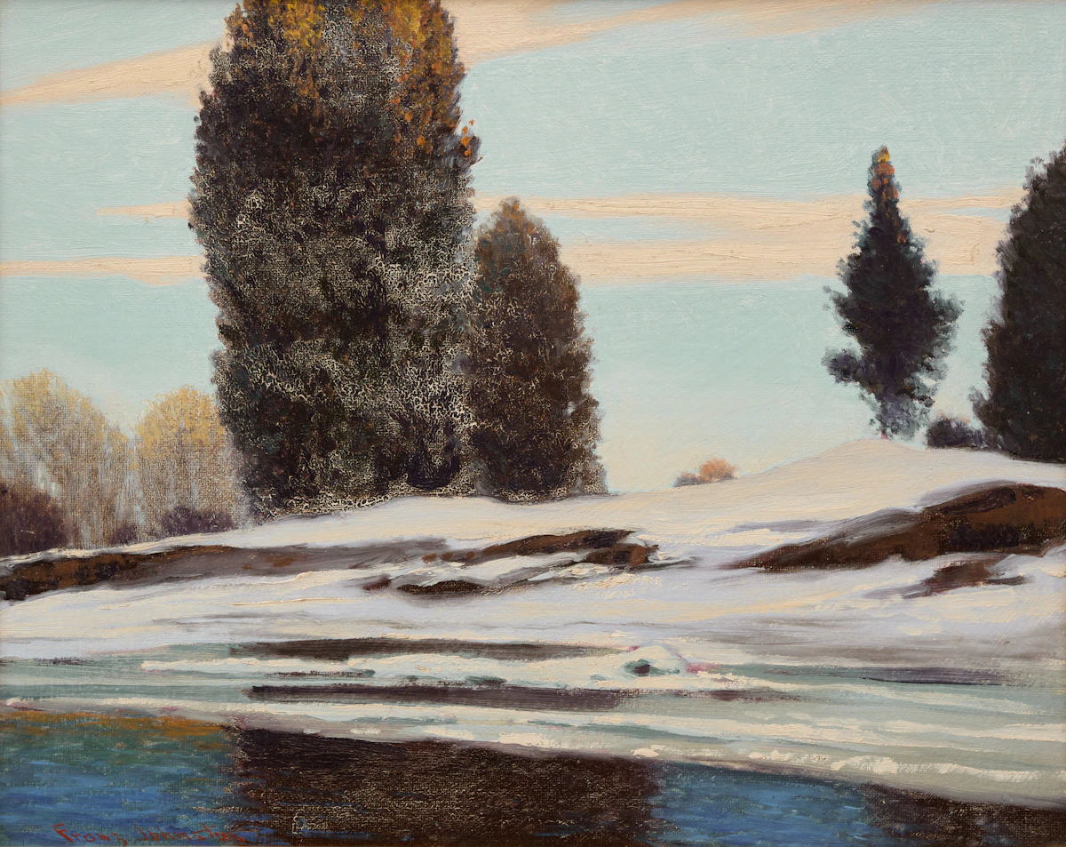 Frank Hans Johnston, Northern Spring Evening, oil on board