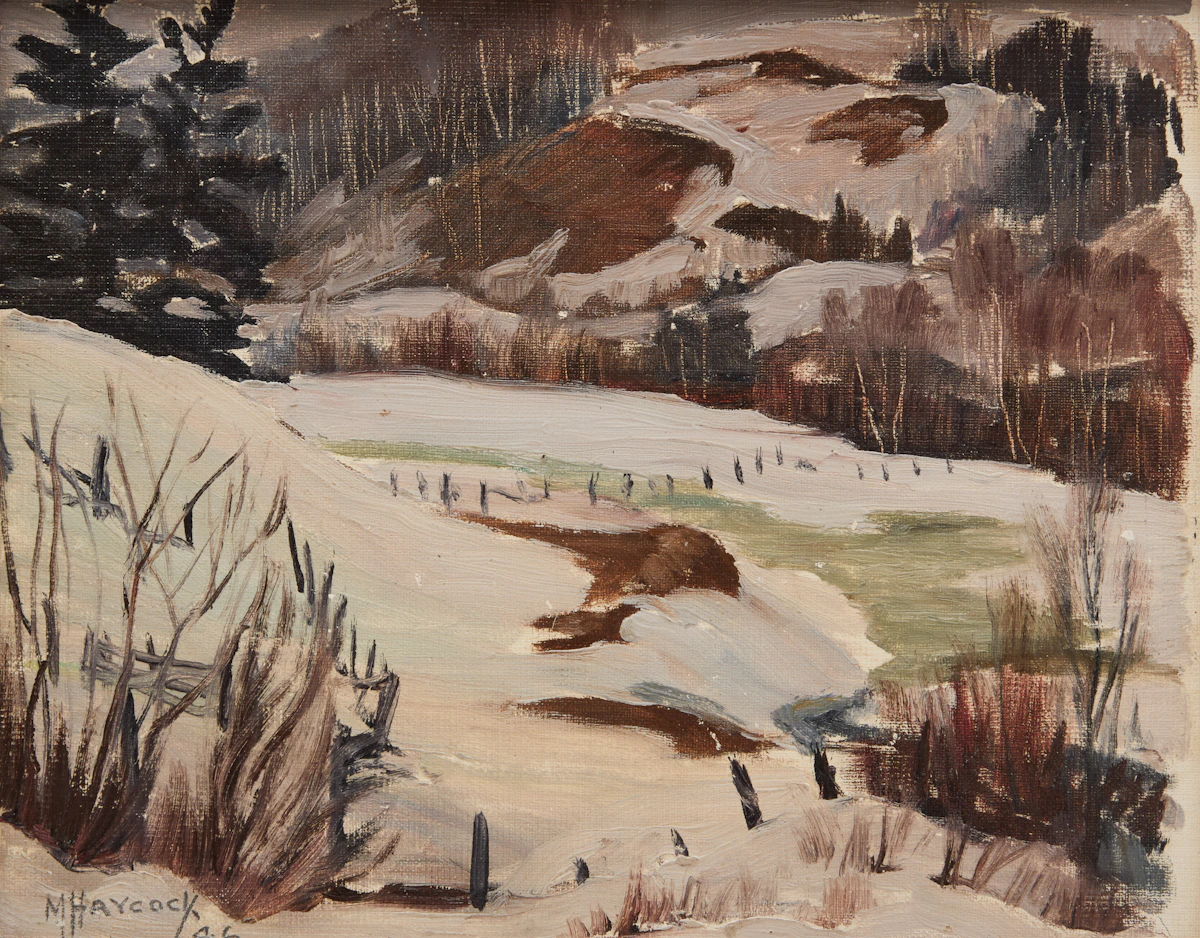 Maurice Hall Haycock, Winter Landscape, oil on canvas board, 1946