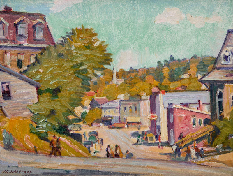 Peter Clapham Sheppard, Main Street, Bancroft, Ontario, oil on board, 1941 - view 1