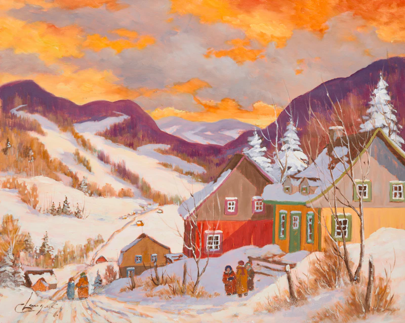 Claude Langevin, Entre voisin, oil on canvas - view 1