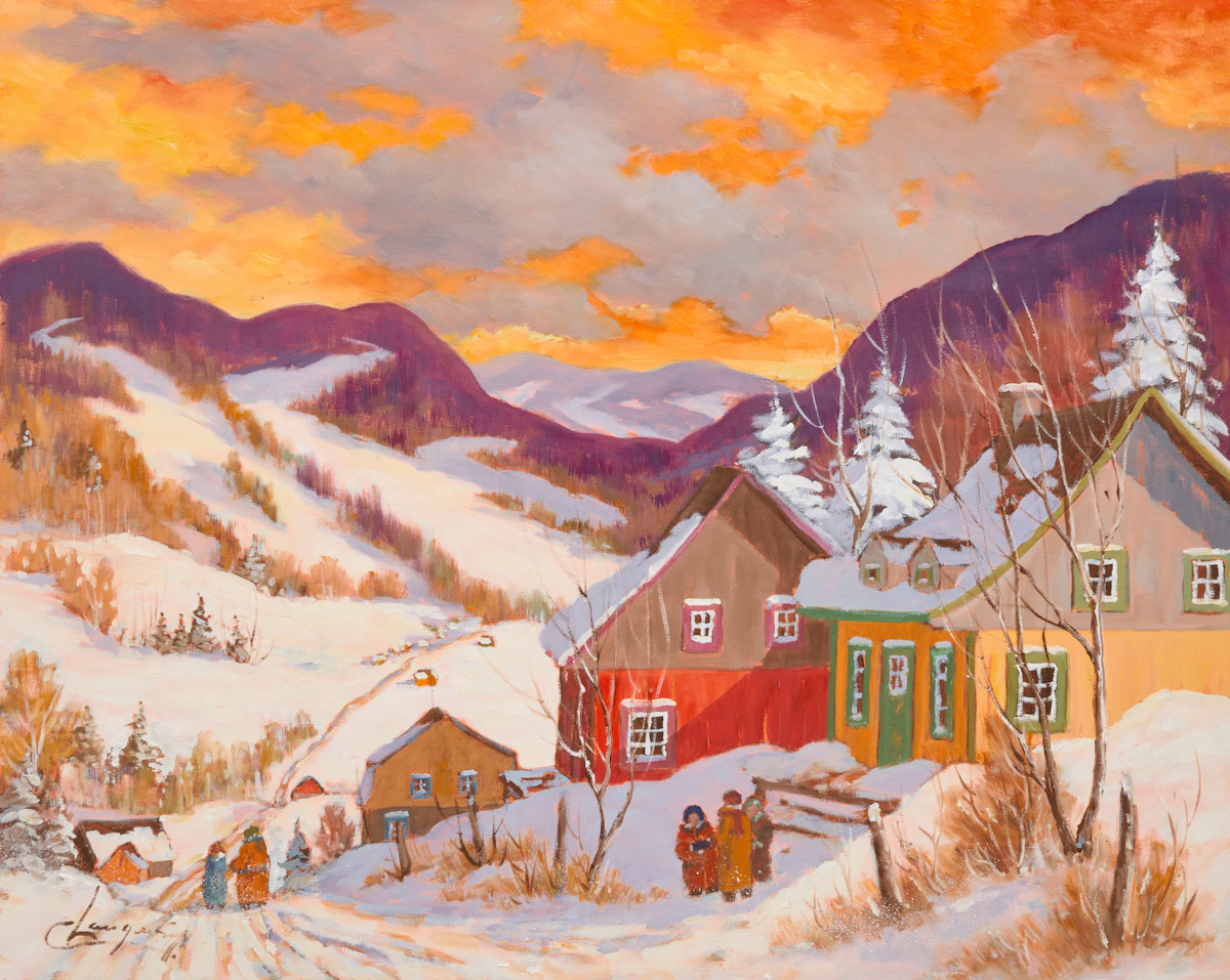 Claude Langevin, Entre voisin, oil on canvas