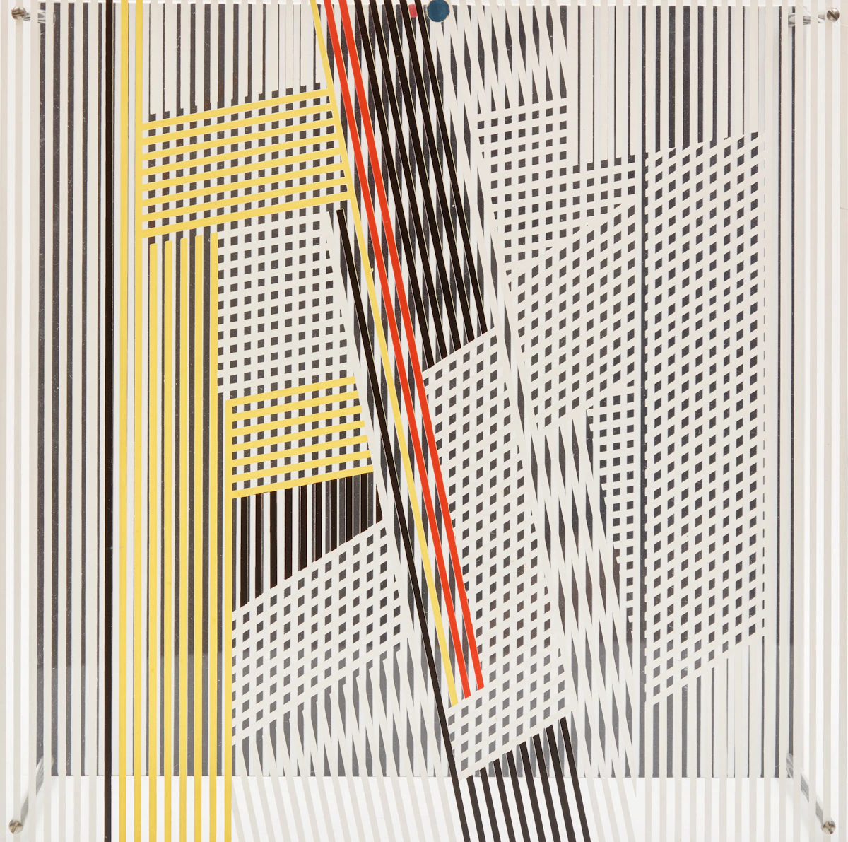 Jesús Rafael Soto, Sotomagie, colour screenprint on plexiglass panel with steel rods, 1967