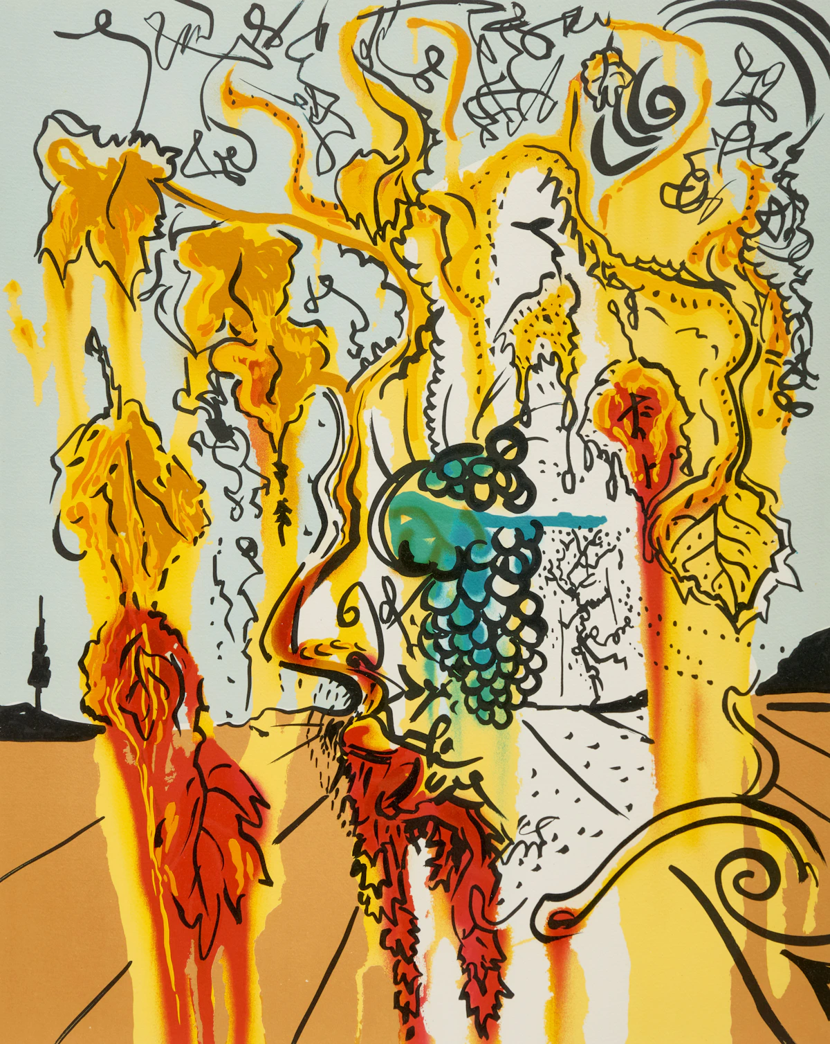 Salvador Dalí, Portrait of Autumn (from Joy of Bacchus series), colour lithograph
