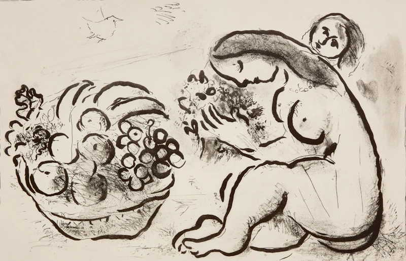 Nu à la corbeille de fruits (Mourlot 91) by Marc Chagall
